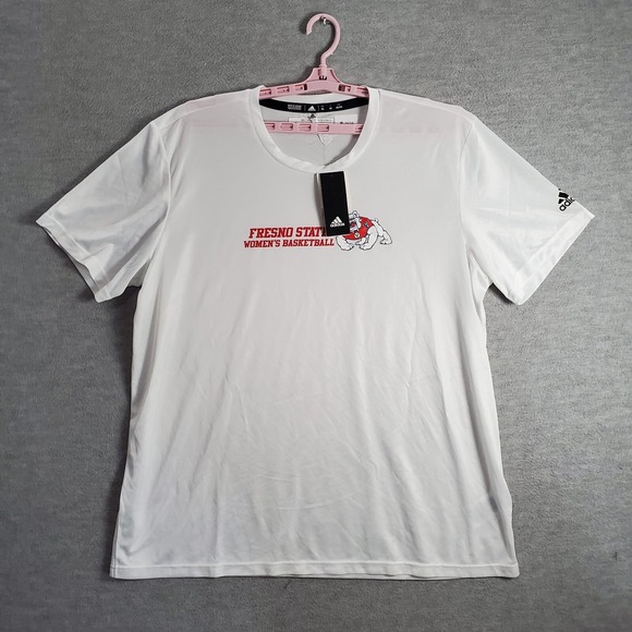 Fresno State Bulldogs Men Shirt 2XL White Adidas Women's Basketball Active Tee - Picture 1 of 8